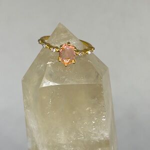 18k Gold P Oval Cut Morganite with CZ Accents